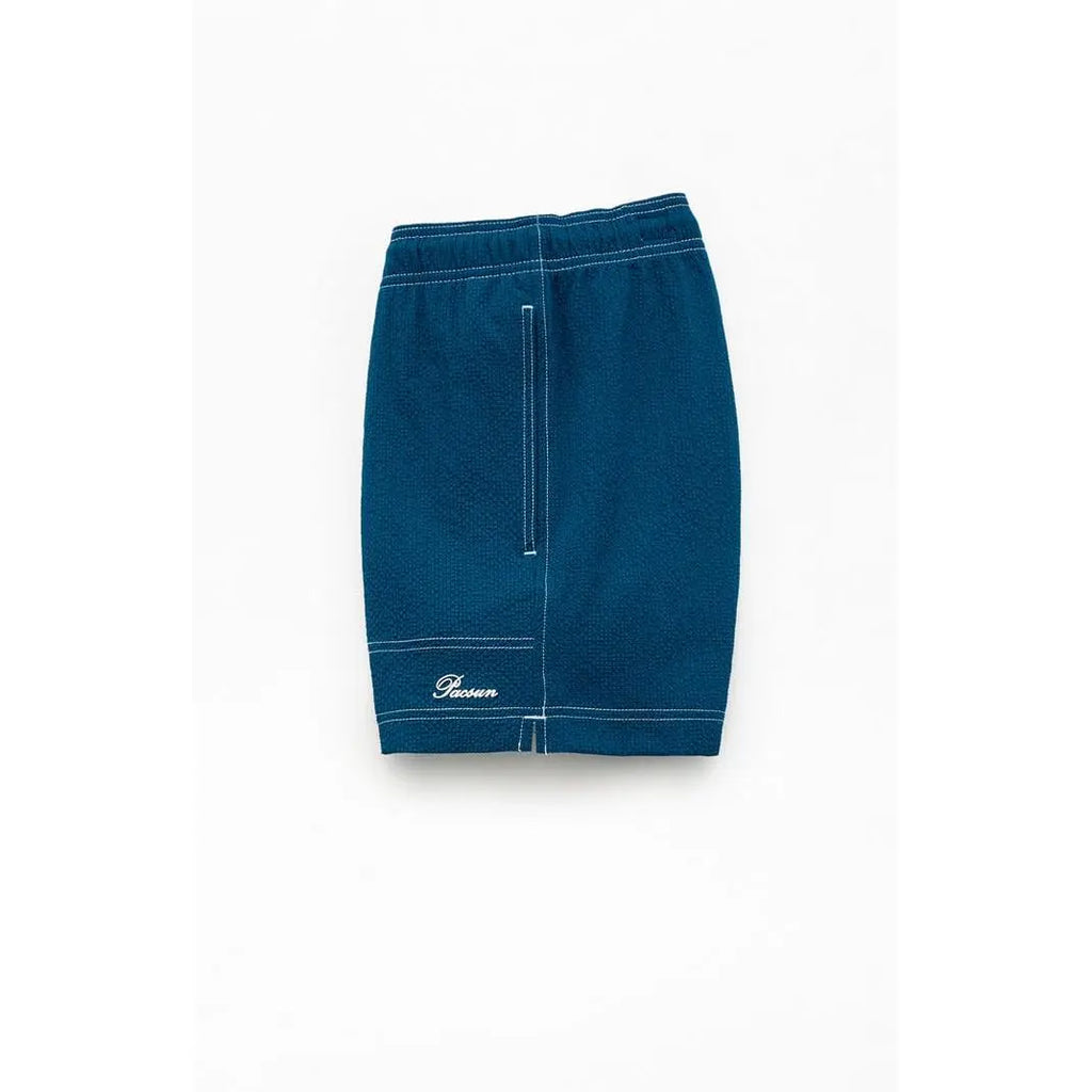 Pacsun Men'S Blue Solid Seersucker 4.5" Swim Trunks