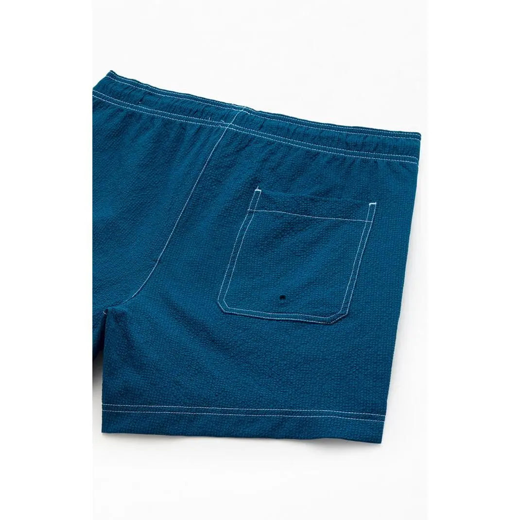 Pacsun Men'S Blue Solid Seersucker 4.5" Swim Trunks