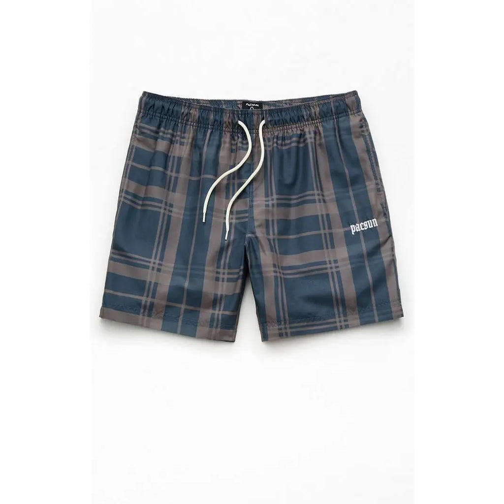 Pacsun Men'S Plaid Collegiate 6.5" Swim Trunks