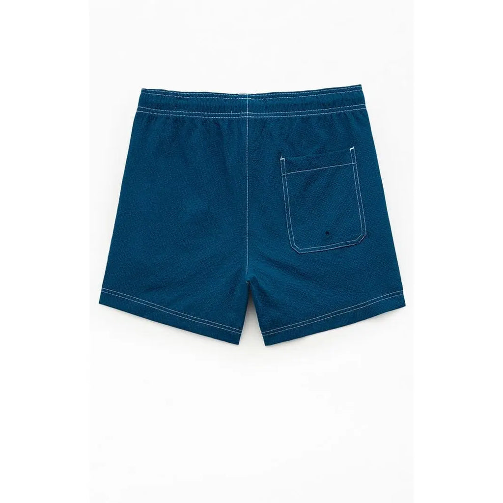 Pacsun Men'S Blue Solid Seersucker 4.5" Swim Trunks