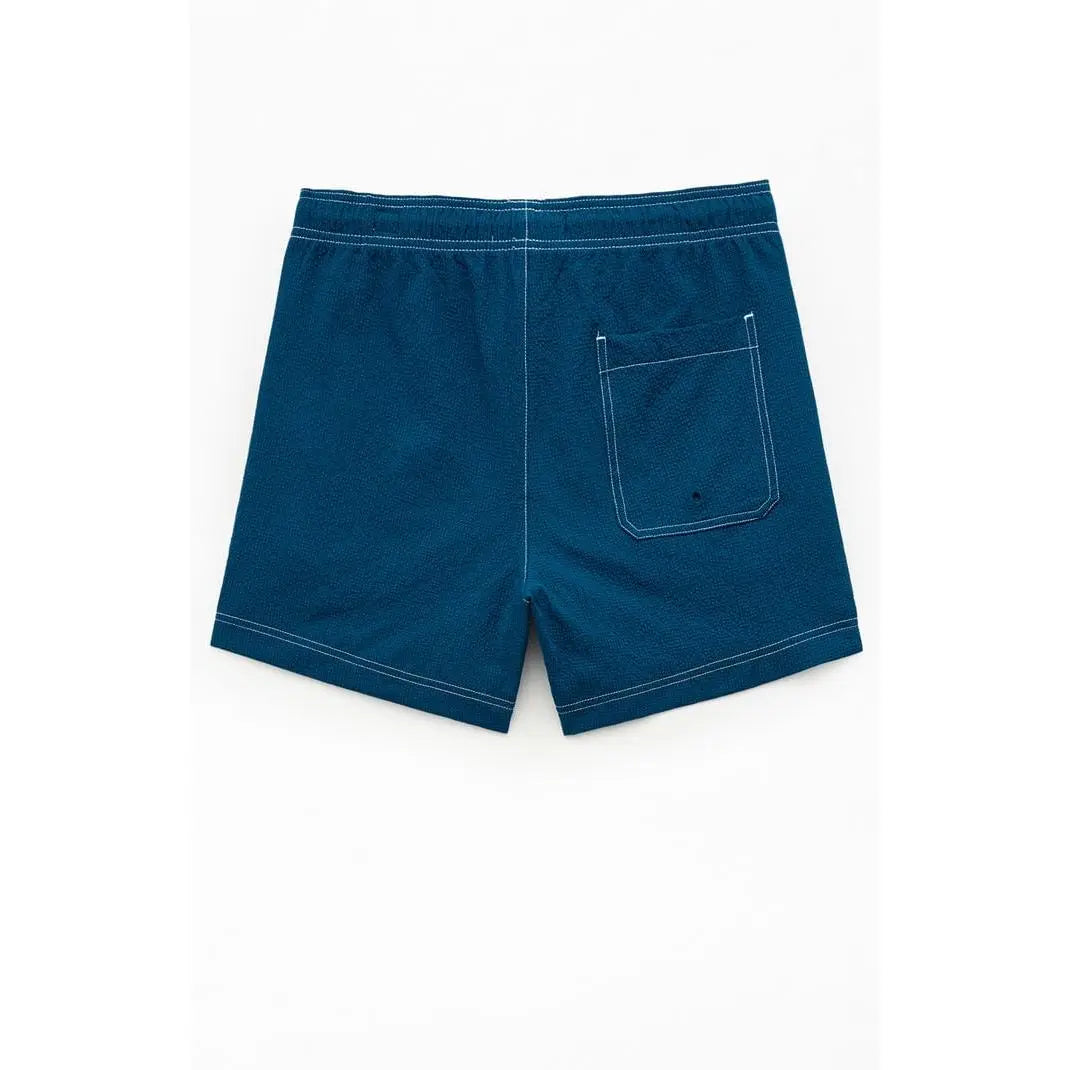 Pacsun Men'S Blue Solid Seersucker 4.5" Swim Trunks