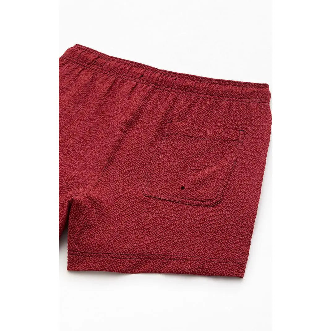 Pacsun Men'S Maroon Solid Seersucker 4.5" Swim Trunks