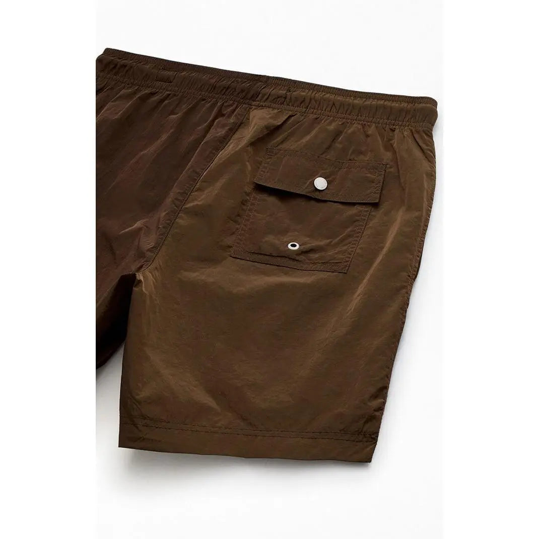 Pacsun Men'S Brown Salt Solid 6" Volley Swim Trunks