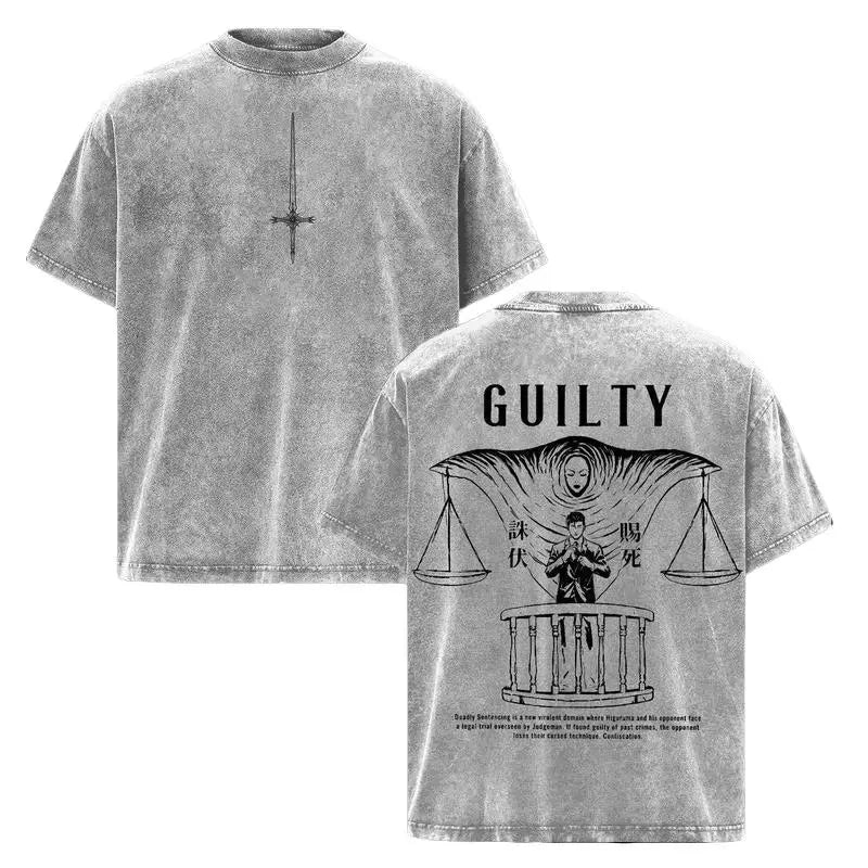 Hiromi Higuruma T-Shirt – Vintage Washed Jujutsu Kaisen Deadly Sentencing Anime Graphic Tee, Judgeman Domain Expansion Manga Print, Oversized Soft Cotton Streetwear, Unisex Casual Apparel, Gift for JJK Fans