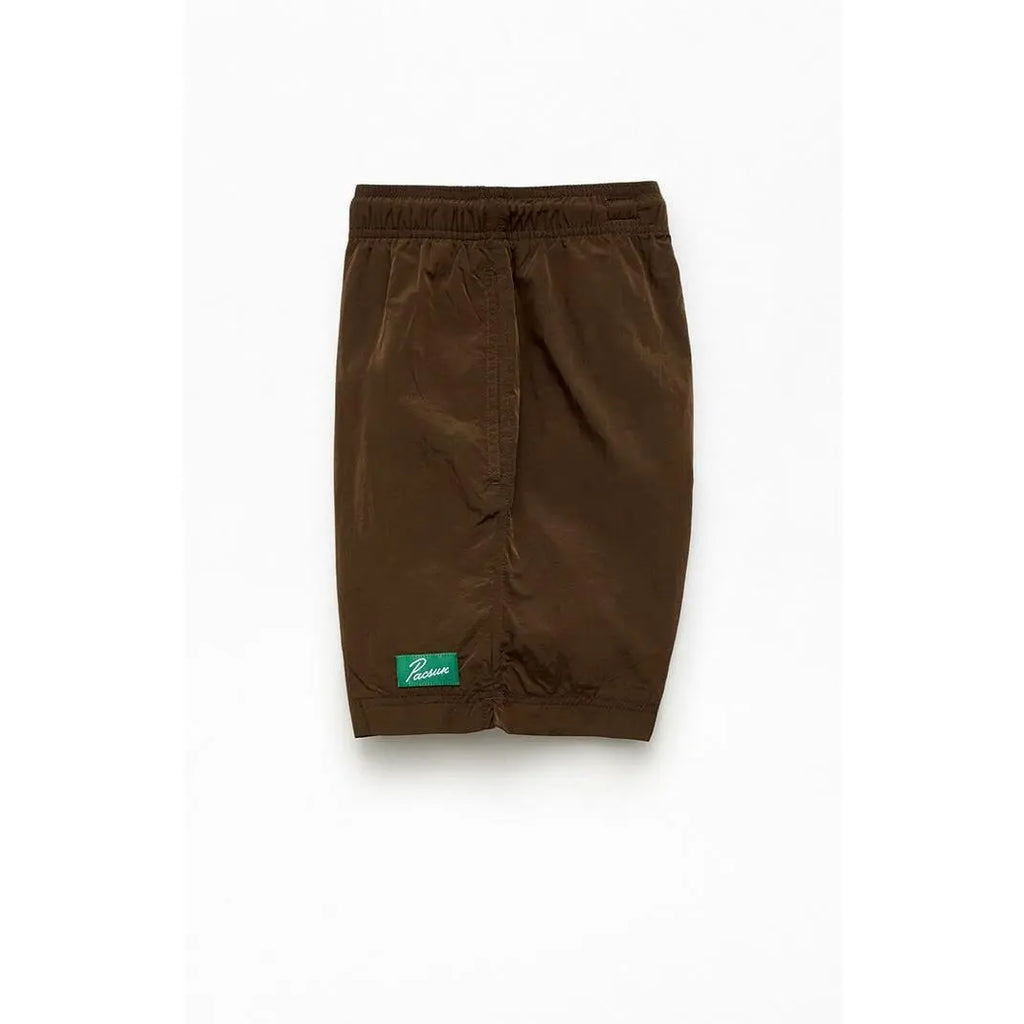 Pacsun Men'S Brown Salt Solid 6" Volley Swim Trunks