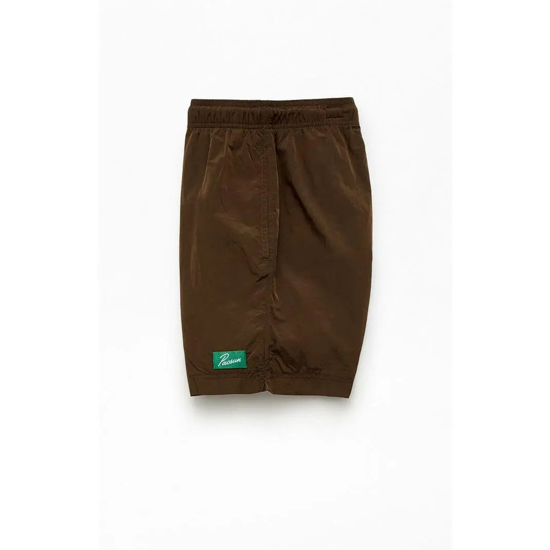 Pacsun Men'S Brown Salt Solid 6" Volley Swim Trunks